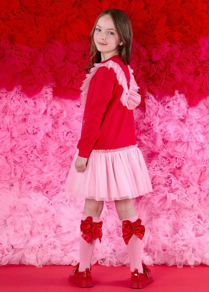 A-DEE - Calza rosa con fiocco rosso bambina