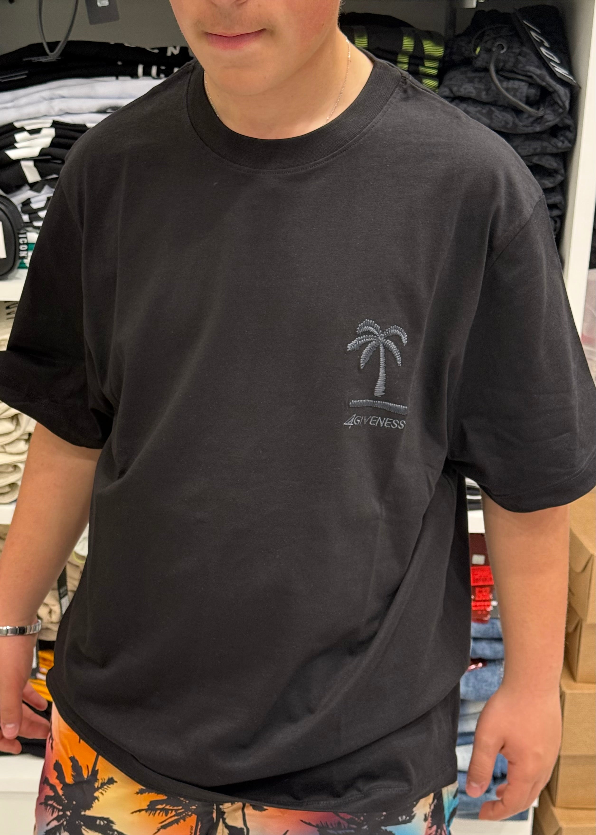 4GIVENESS - T-shirt PALMA nera uomo