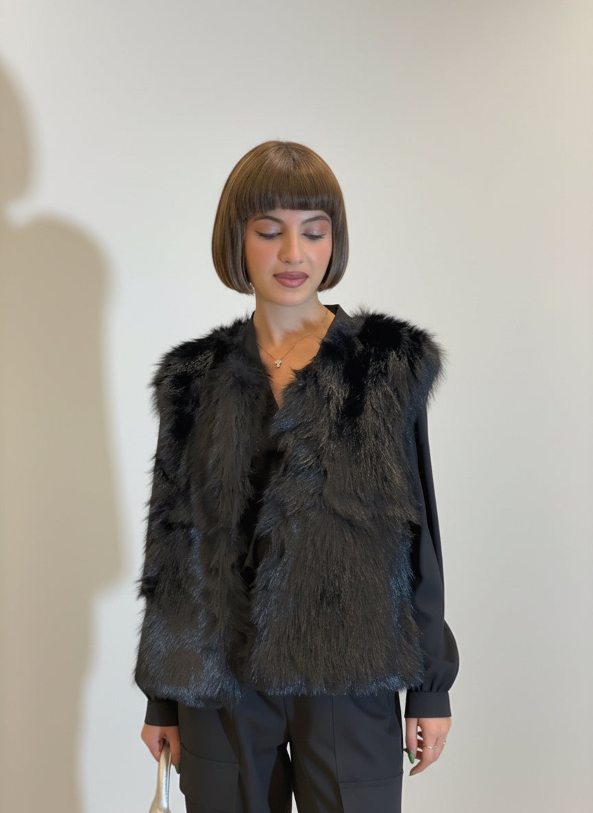 KORALLINE - Gilet in eco pelliccia donna