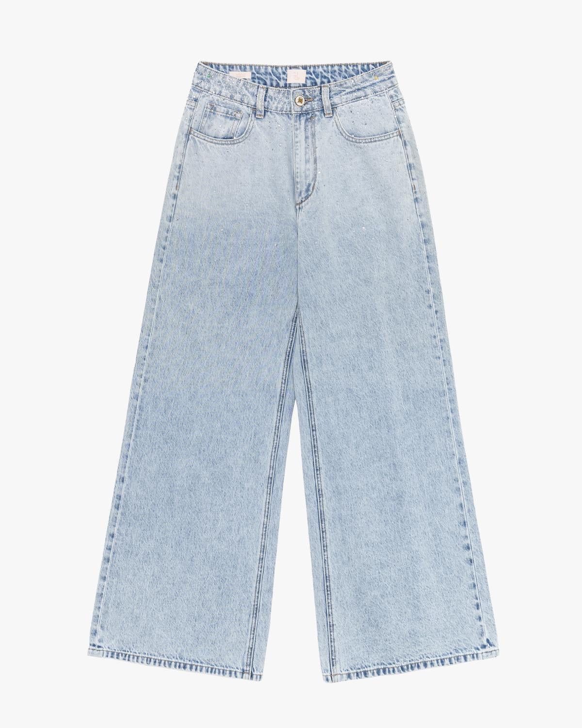 GL FOR HER - Jeans MOLLY WILLOW WIDE con strass donna