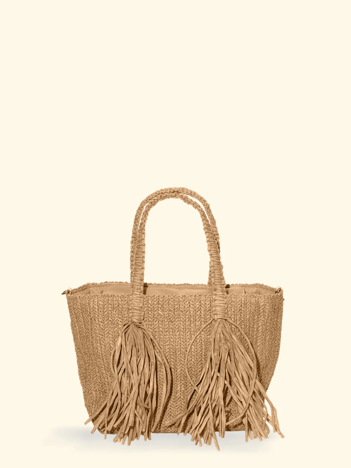 F**K - Borsa in paglia con frange donna