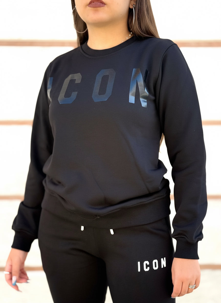 ICON - Felpa girocollo con maxi logo donna