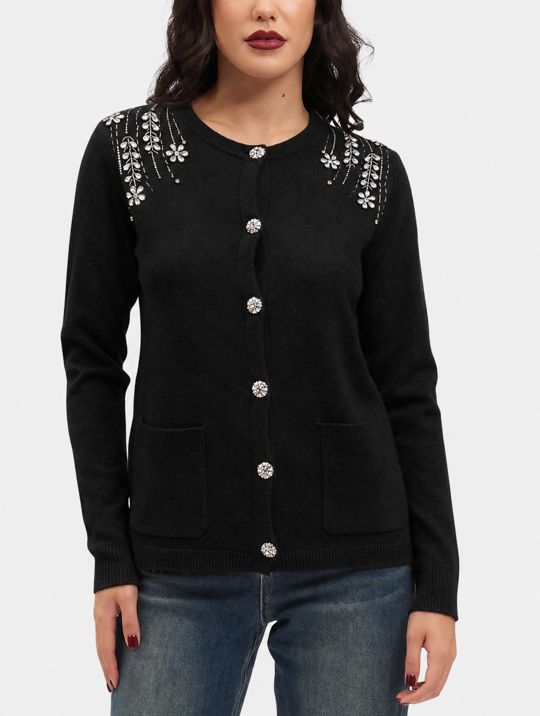 KORALLINE - Cardigan con strass donna