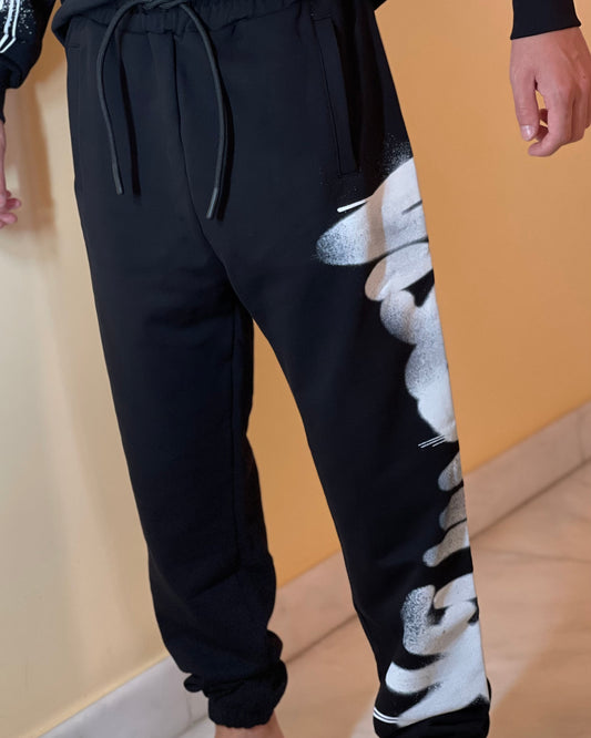 DISCLAIMER - Pantalone nero con maxi logo bianco uomo