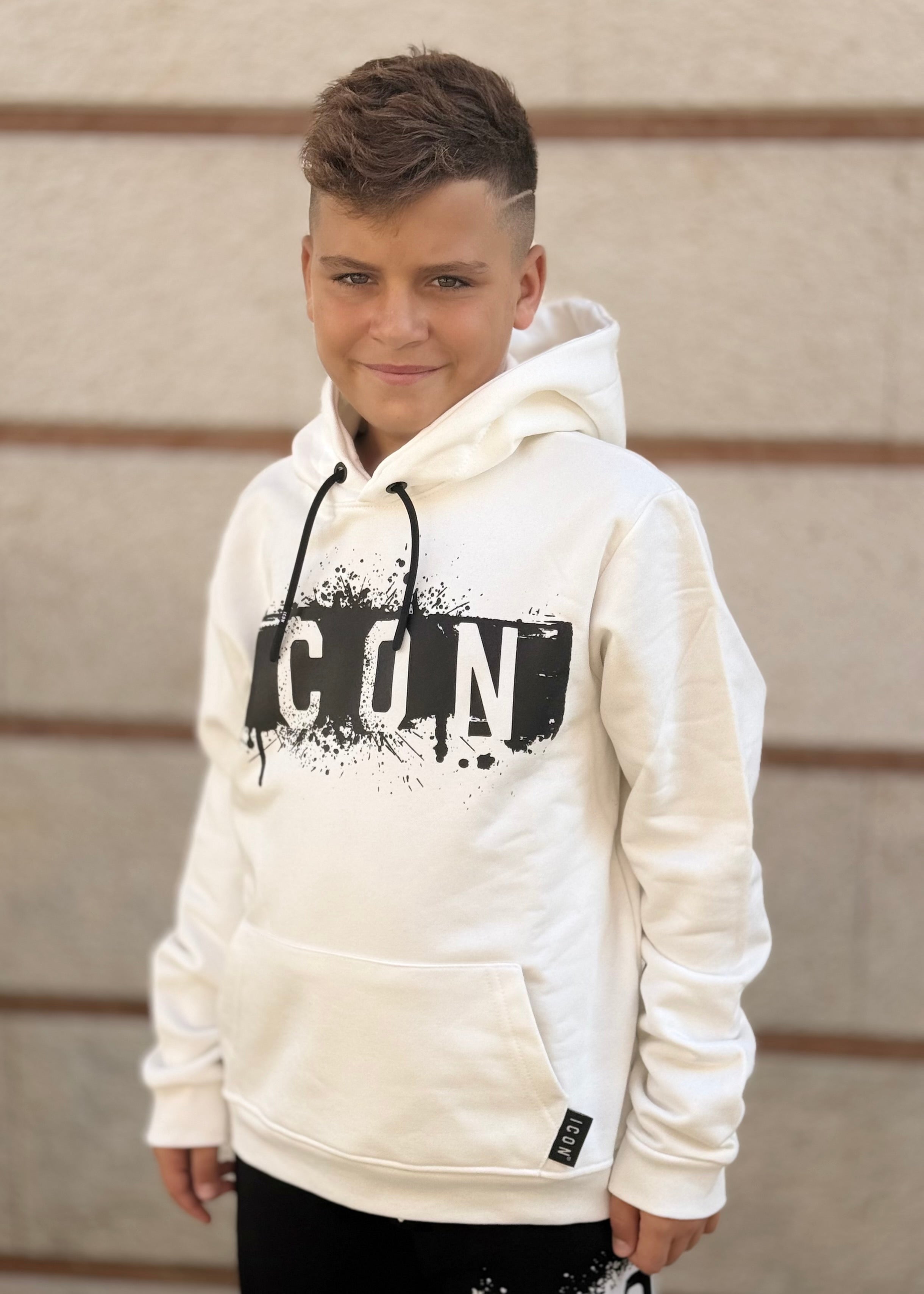 ICON - Felpa con cappuccio con logo colature bambino