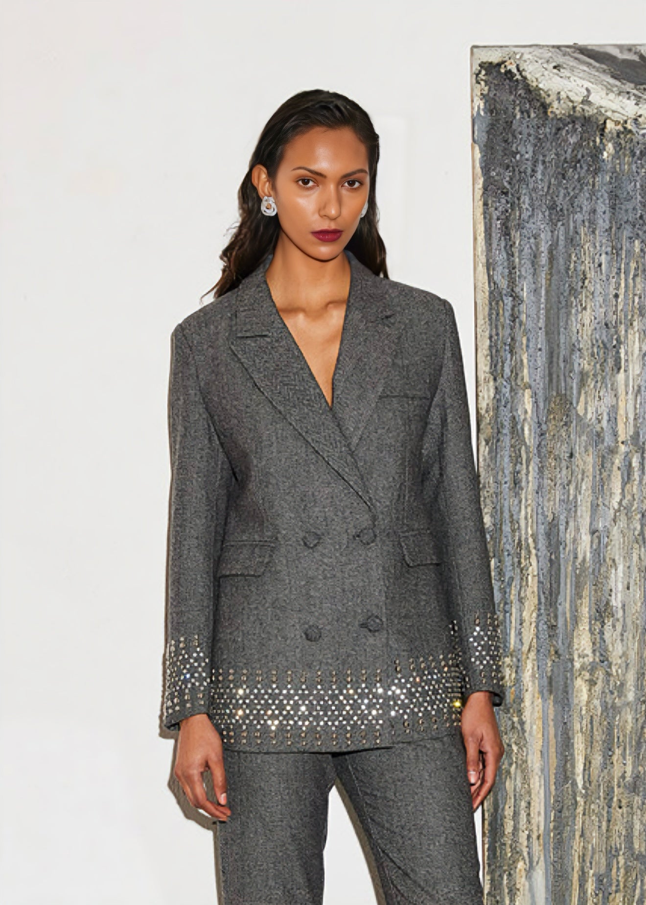 TRASH AND LUXURY - Giacca doppiopetto con applicazione in strass donna