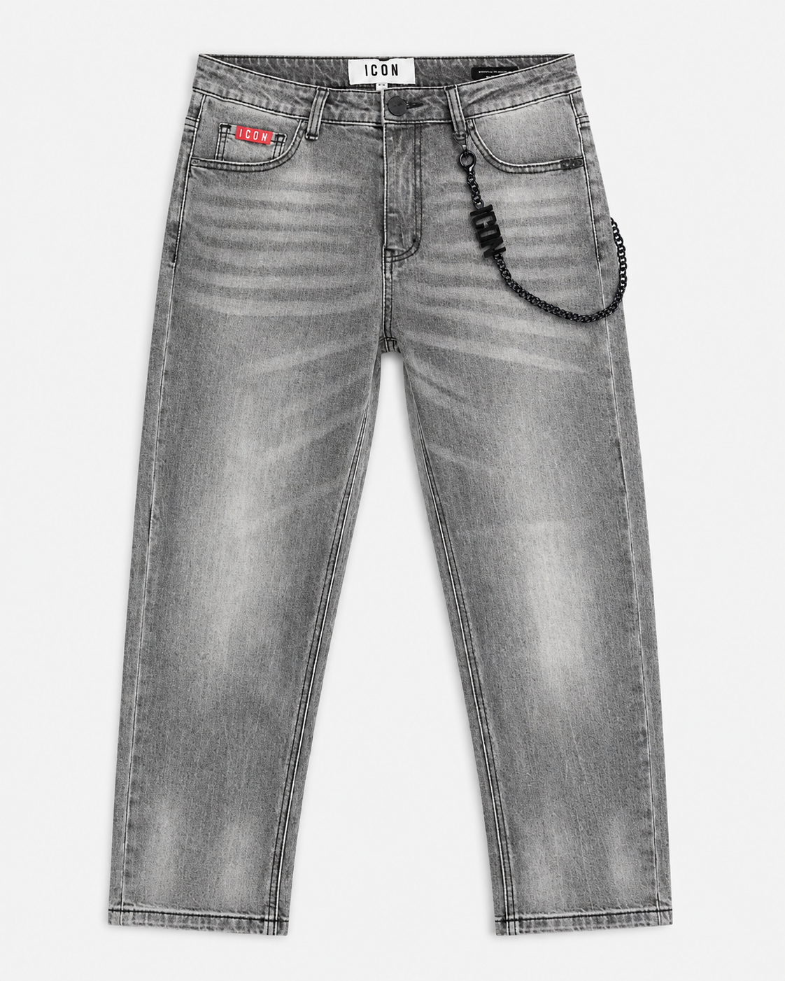 ICON - Jeans cropped con tasche ricamate uomo