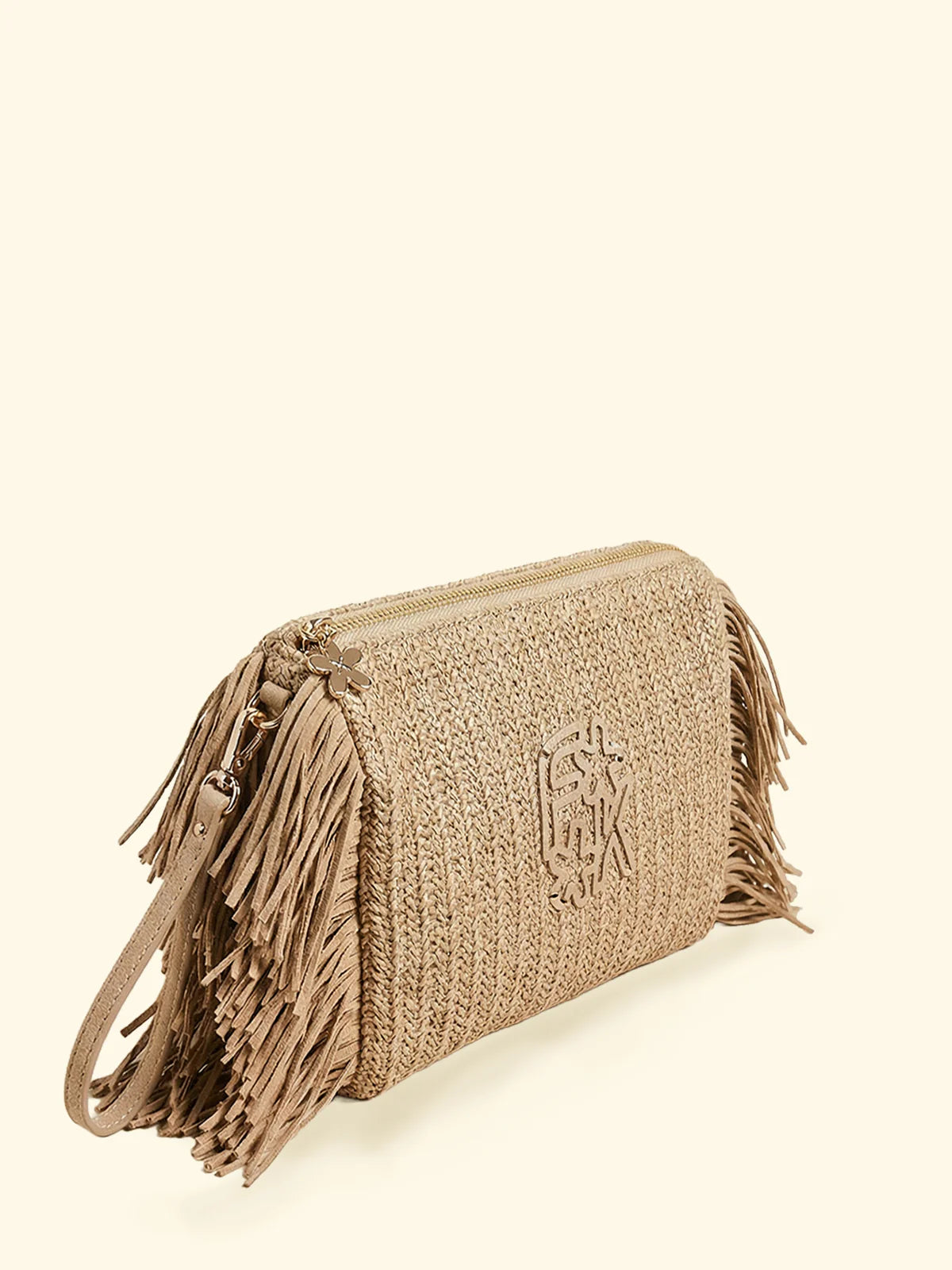 F**K - Maxi pochette in paglia con frange donna