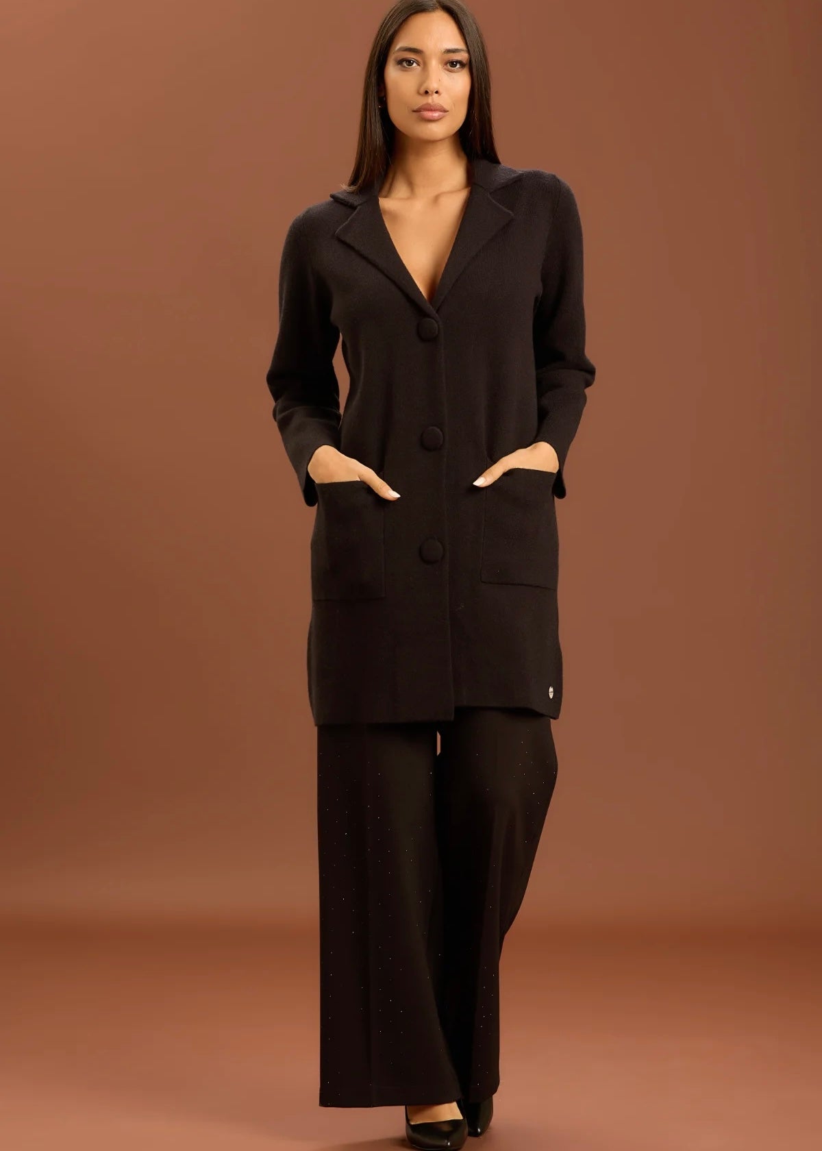 Take two- Pantalone con strass a palazzo in punto milano donna