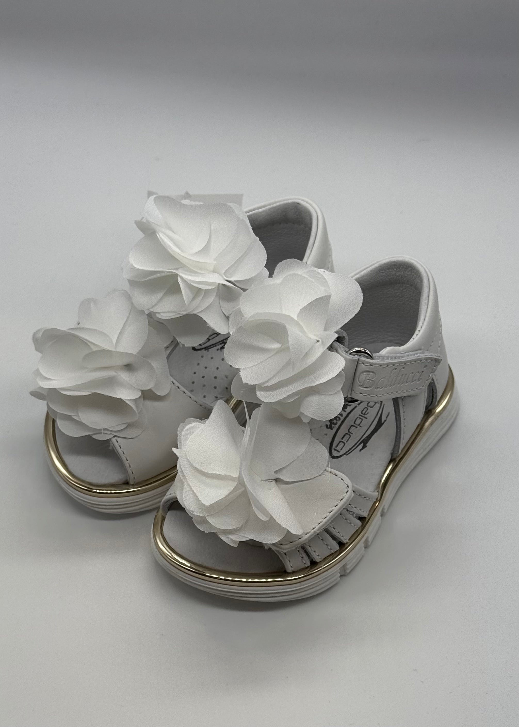 BALDUCCI - PRIMO PASSO - Sandalo bianco con fiori bambina