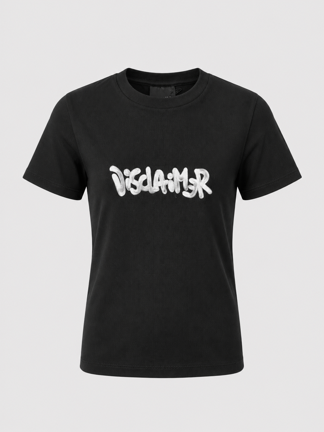 DISCLAIMER - T-shirt a costine con logo glitter donna
