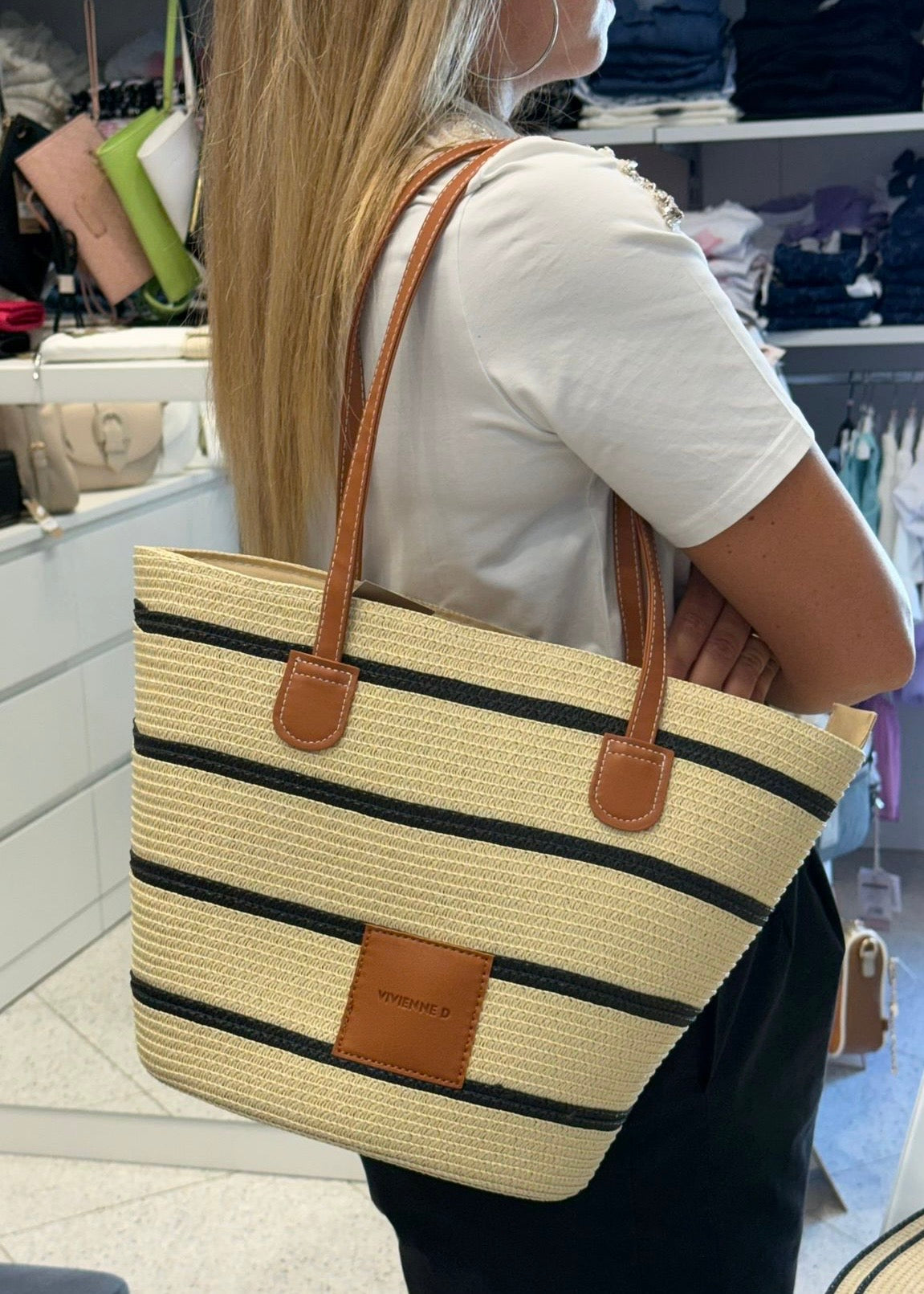 VIVIENNE D - Borsa in paglia donna
