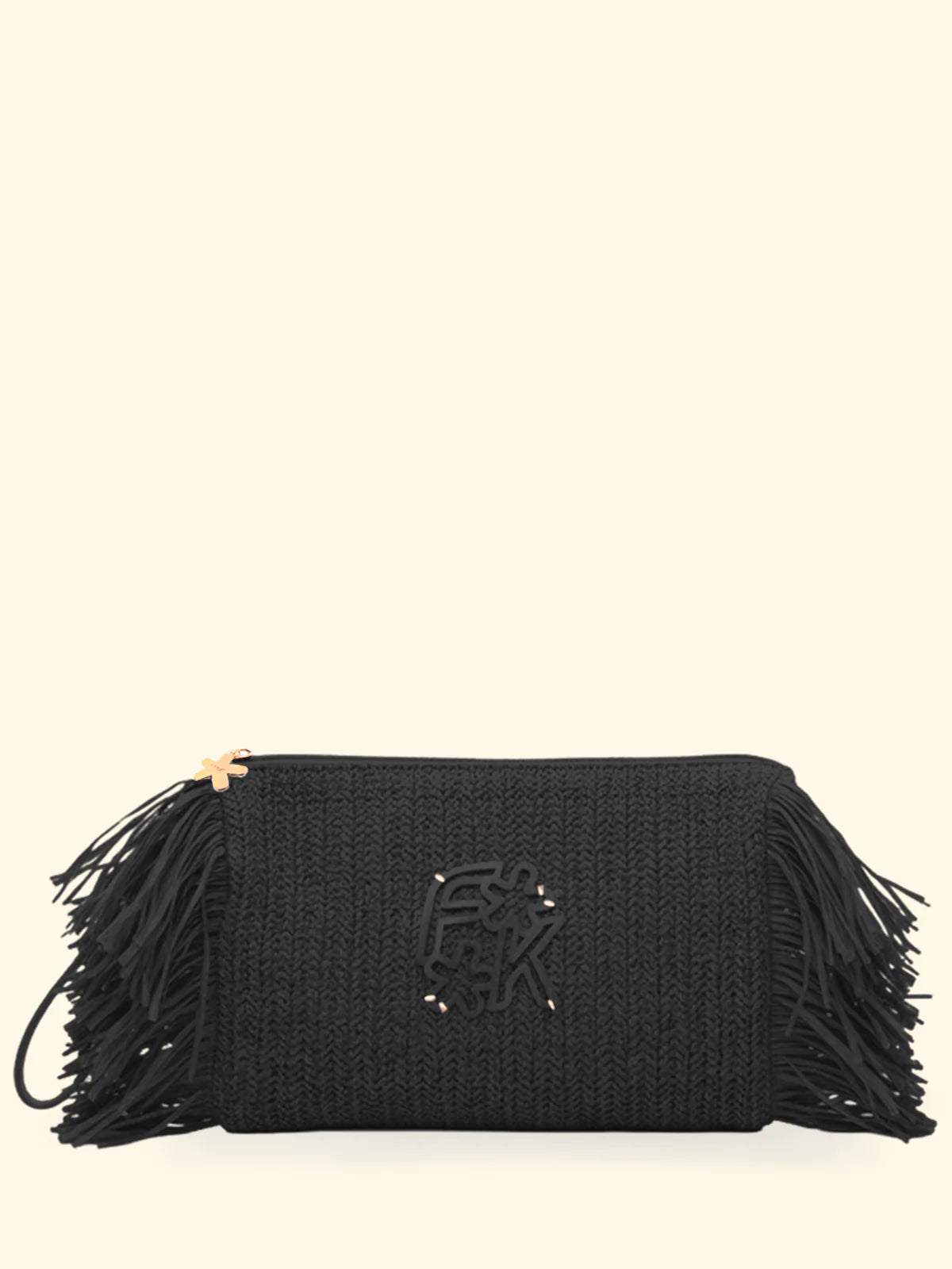 F**K - Maxi pochette in raffia con frange donna