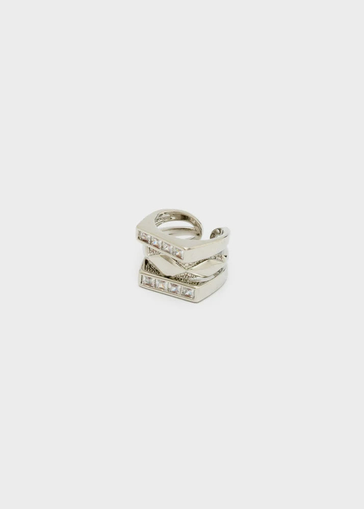 NALI - Anello a fascia geometrico argento donna