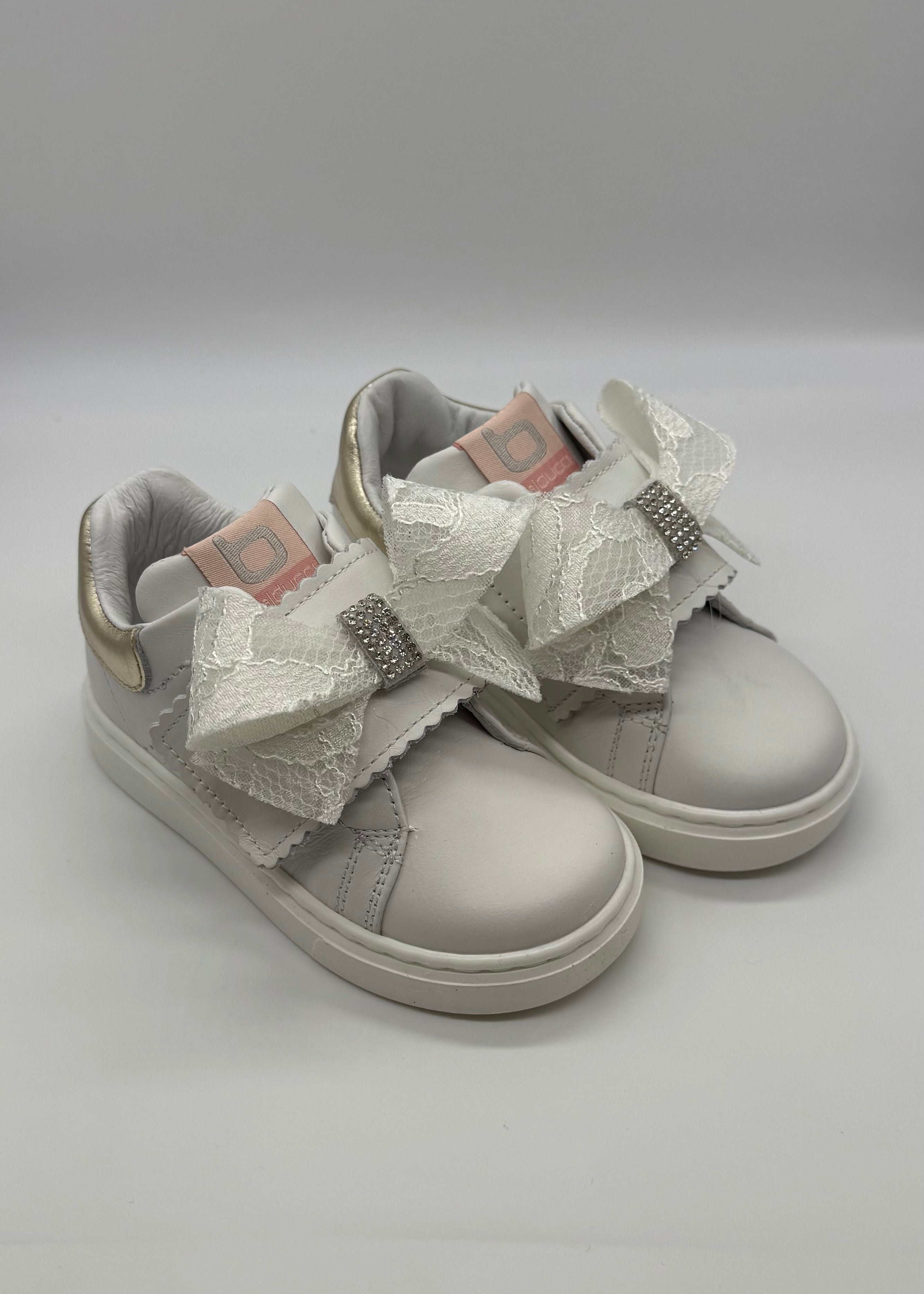 BALDUCCI - PRIMO PASSO - Sneakers bianca con fiocco in pizzo bambina