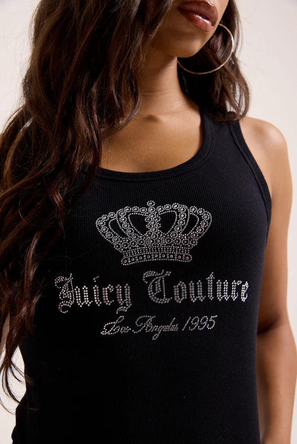 JUICY COUTURE - Canotta con logo e corona in strass donna