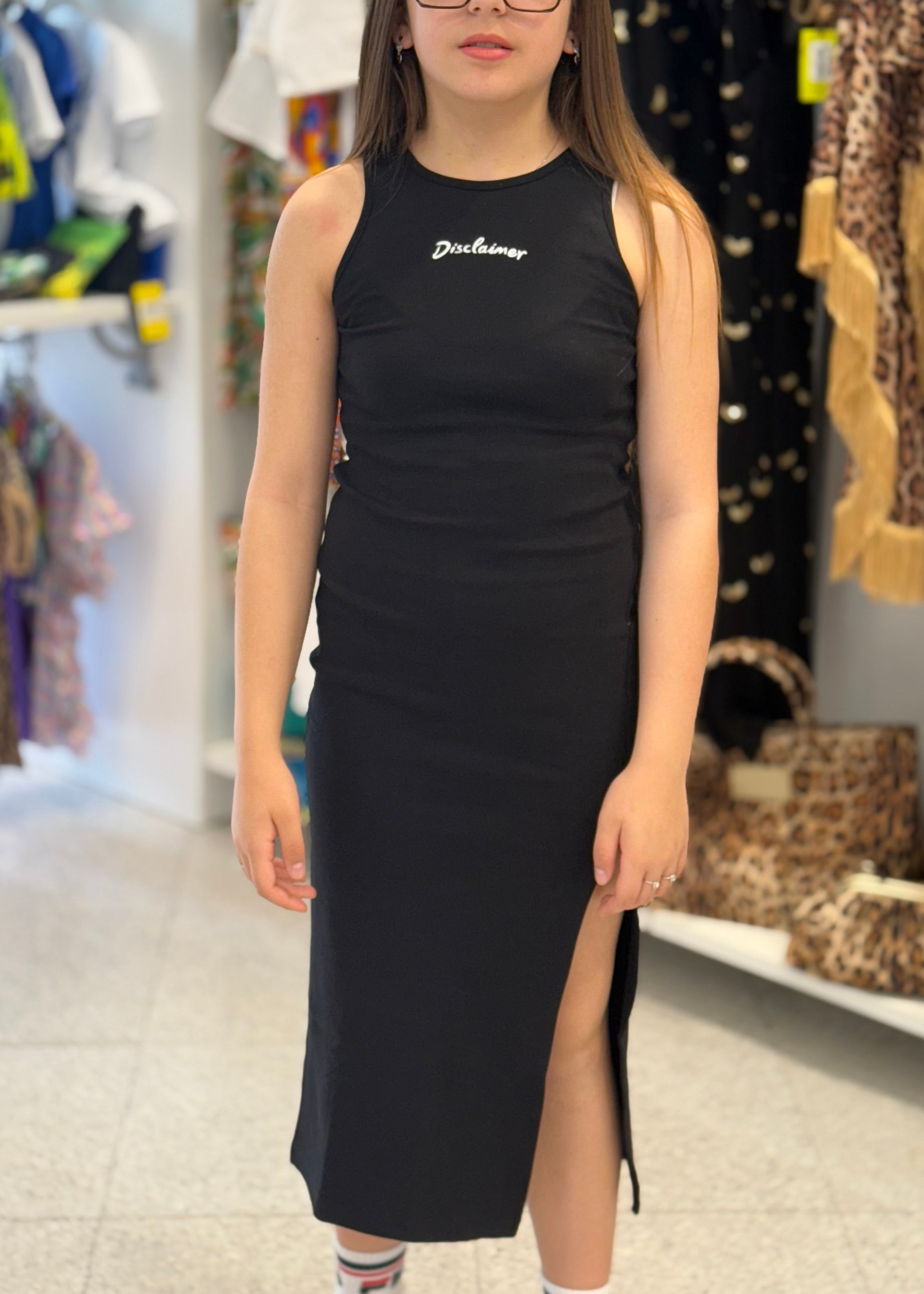 DISCLAIMER - Vestito nero a costine bambina