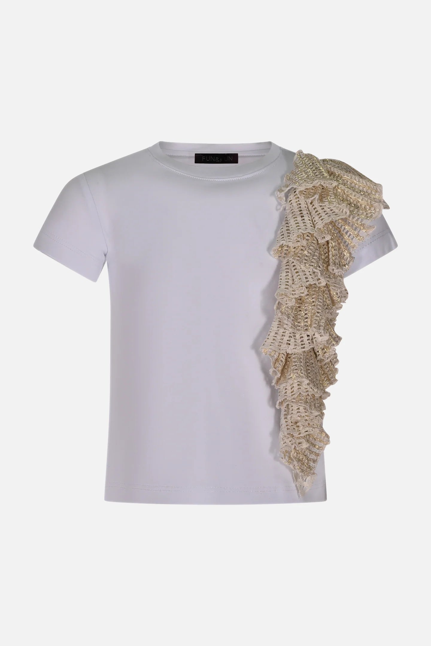 FUN FUN - T-shirt bianca con rouge oro bambina