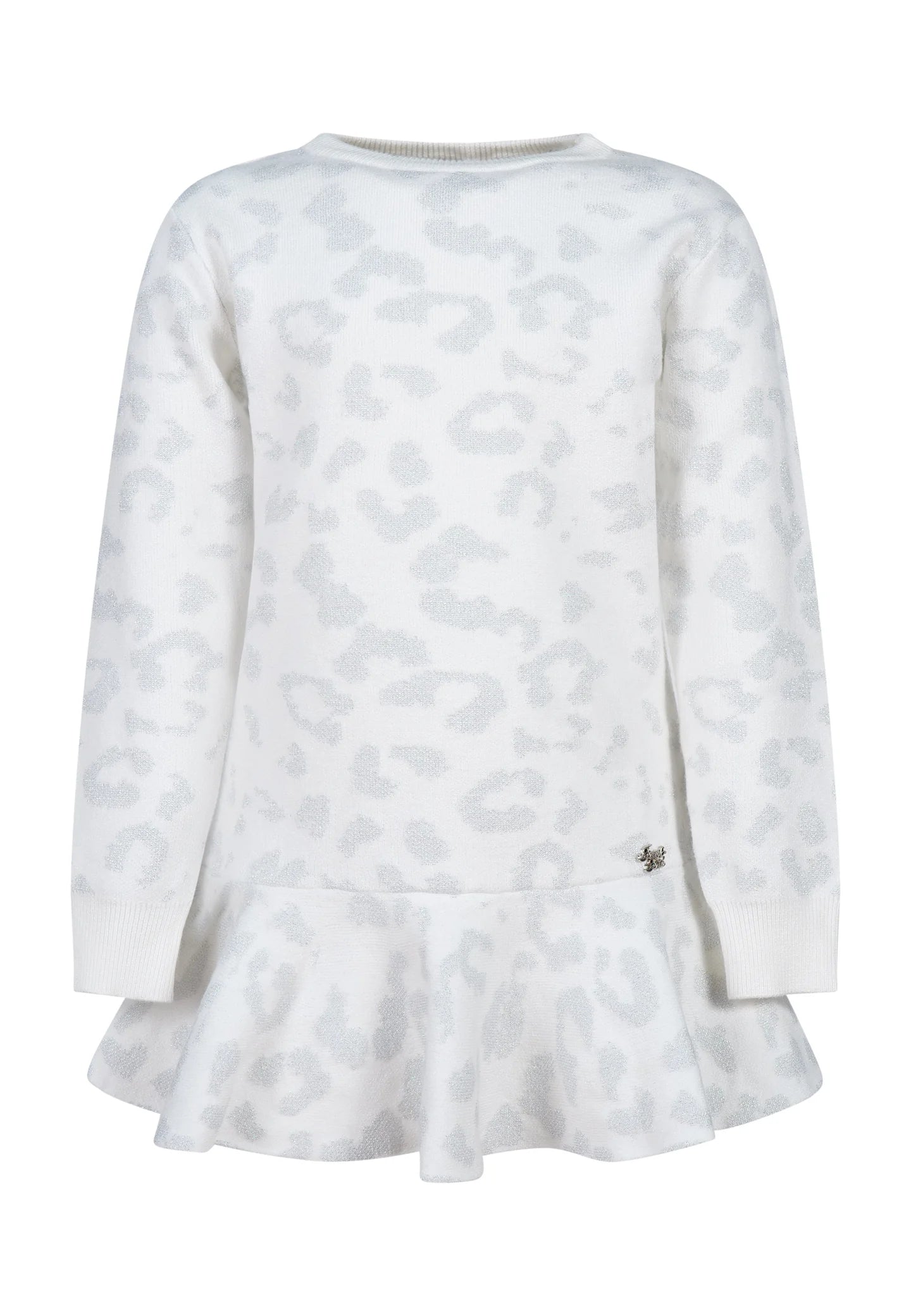 FUN FUN - Abito bianco e argento lurex maculato bambina