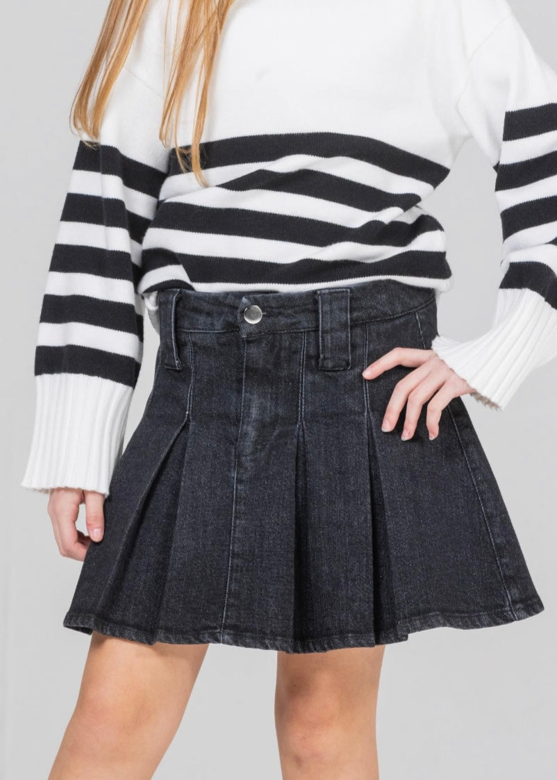 JANICE - Gonna in denim a pieghe bambina