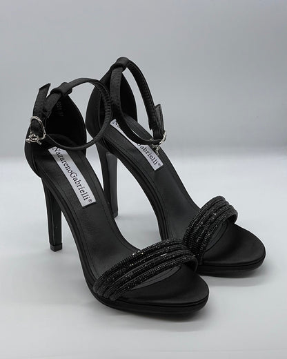 NAZARENO GABRIELLI - Sandalo gioiello nero con pietre