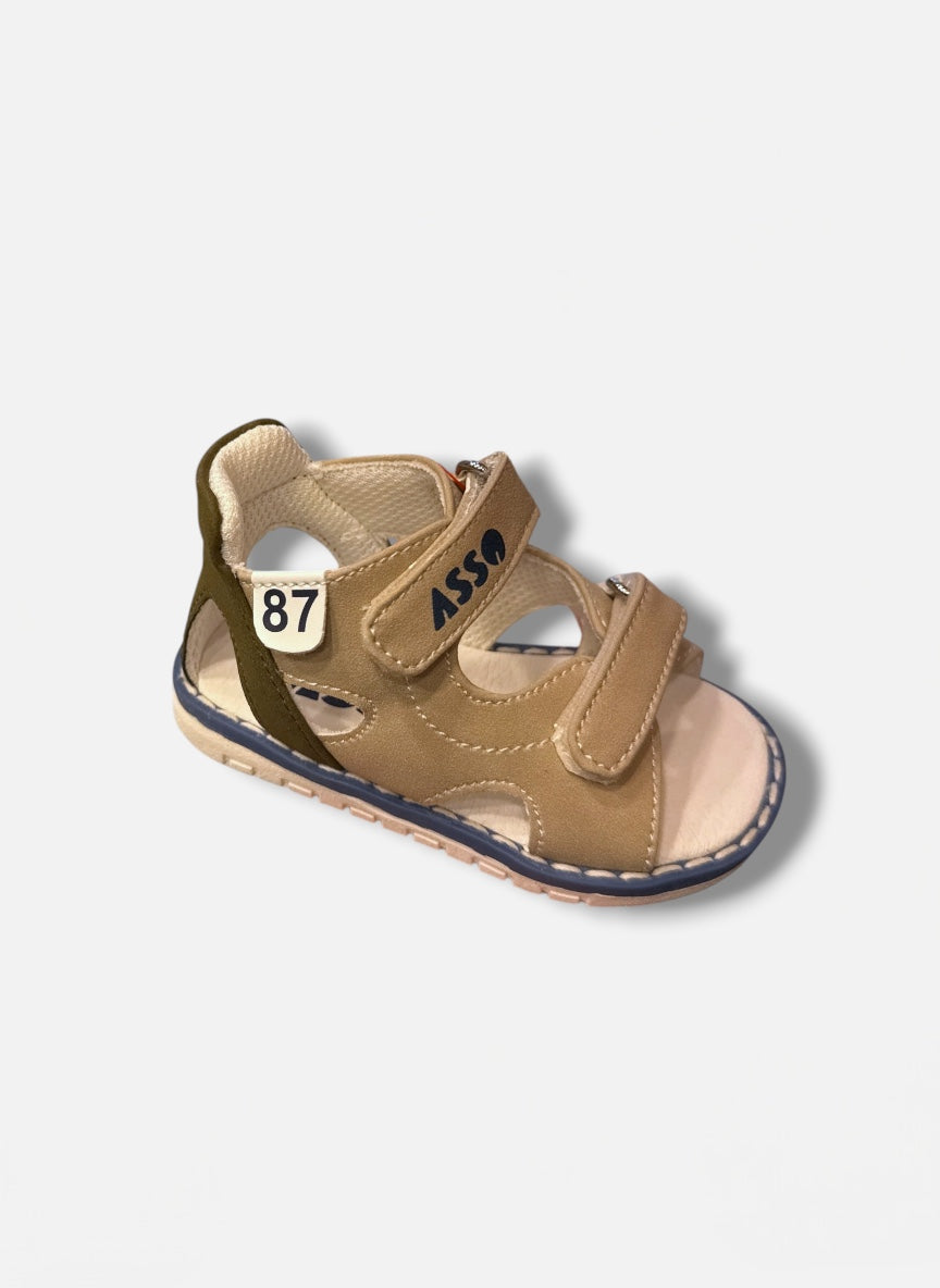 ASSO - Sandalo beige con strappi bambino