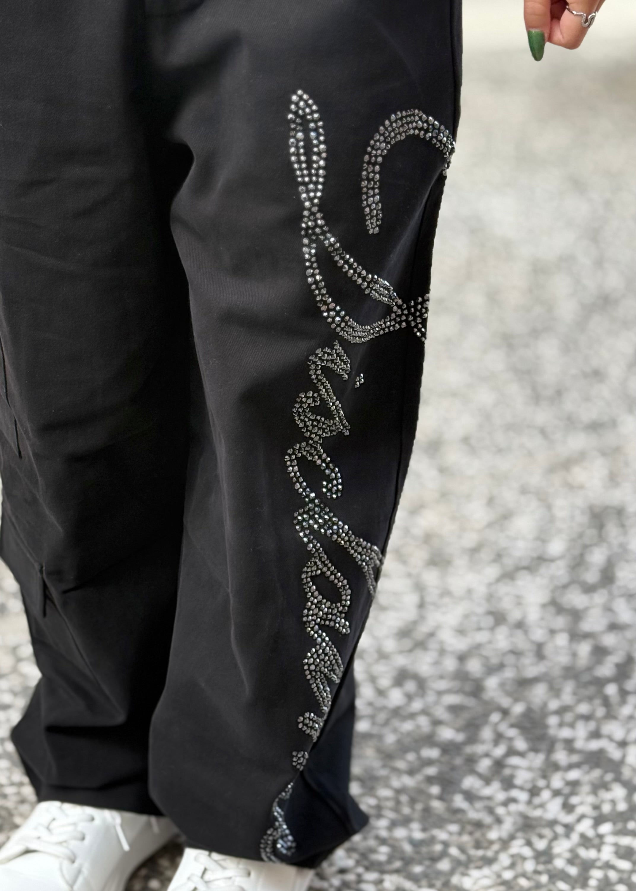 DISCLAIMER - Pantalone con logo in strass donna