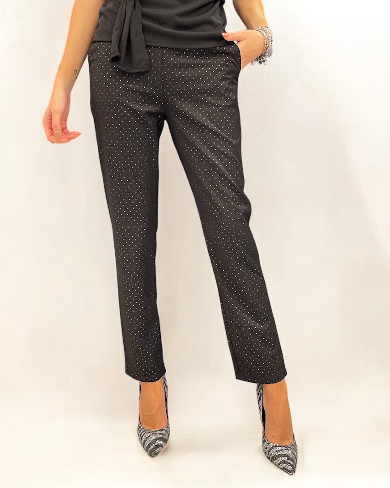 JE-NE - Pantalone nero brillantinato