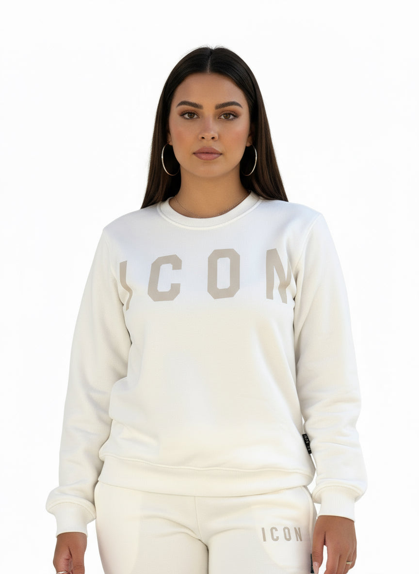 ICON - Felpa girocollo con maxi logo donna