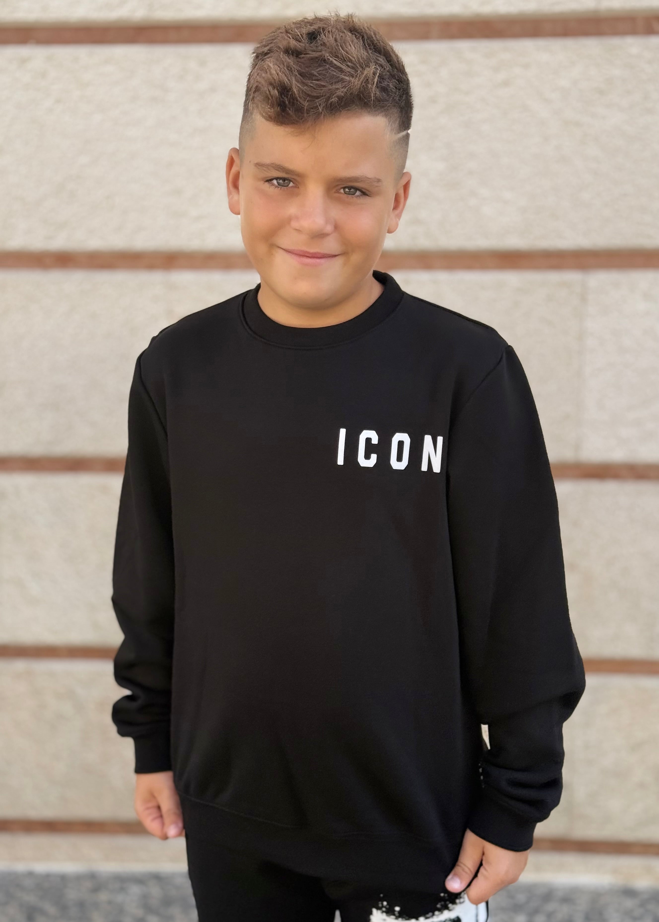 ICON - Felpa girocollo con logo schizzi sul retro bambino