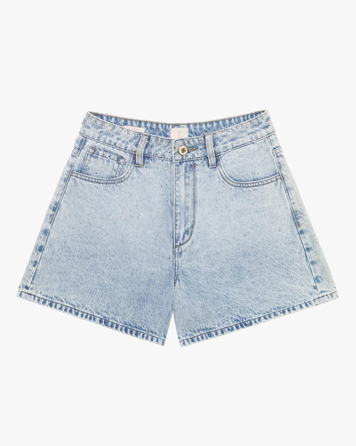 GL FOR HER - Short in DENIM ELSA fit con strass donna