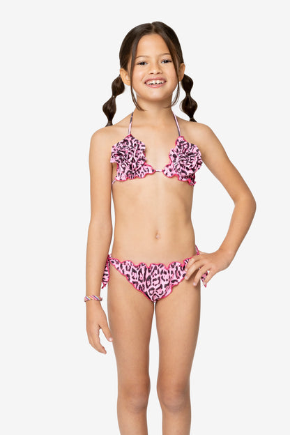 4GIVENESS - Costume bikini triangolo con slip regolabile maculato rosa