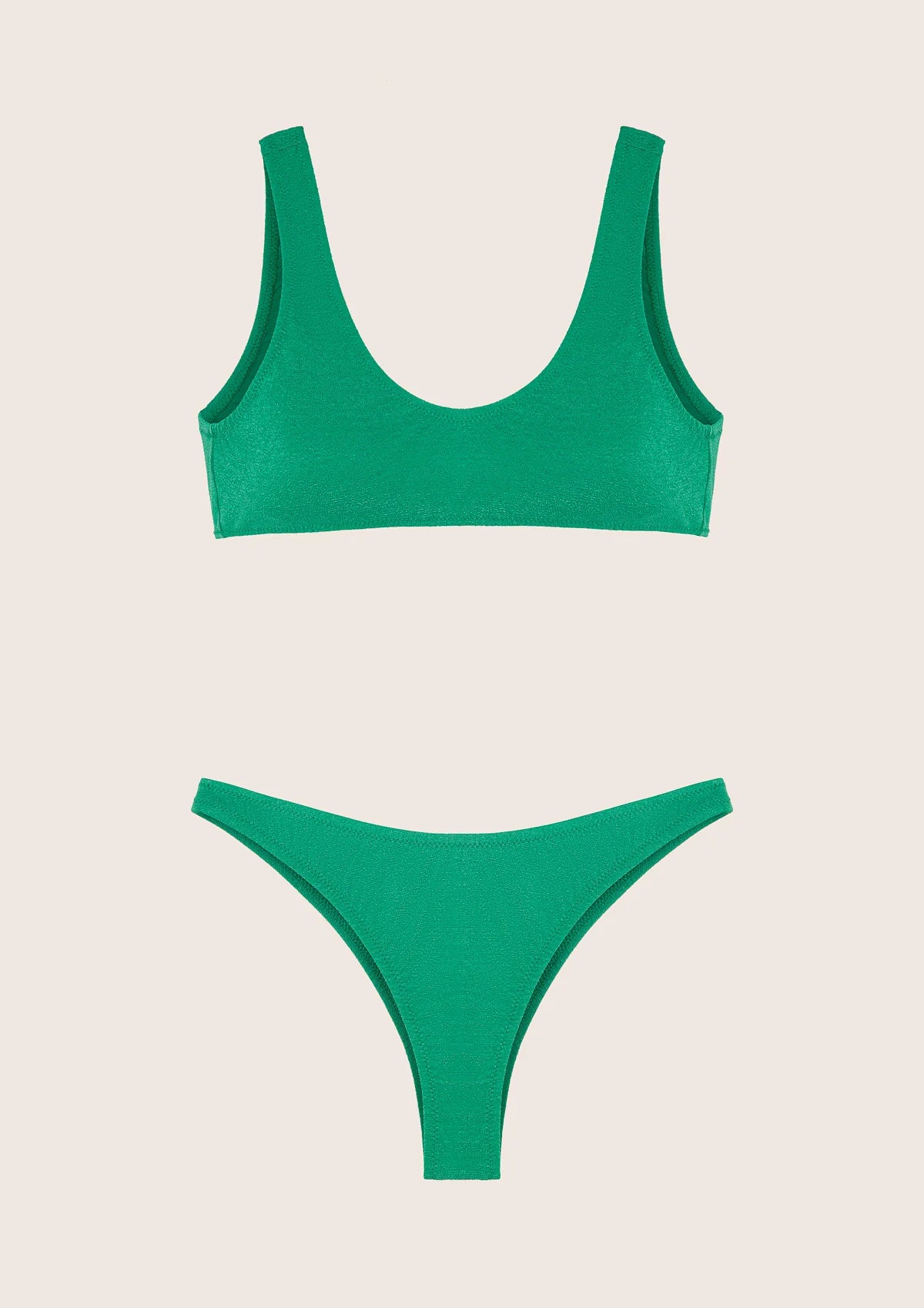 F**K - Bikini top e slip americano verde donna