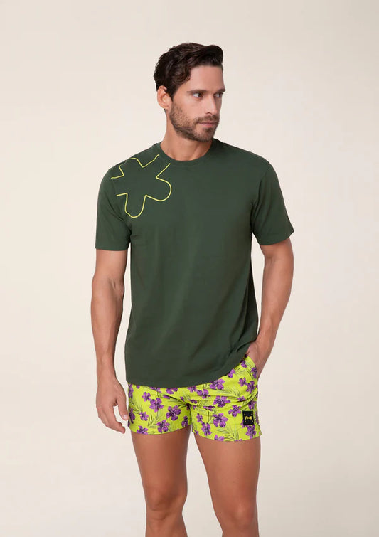 F**K - T-shirt verde militare con logo uomo