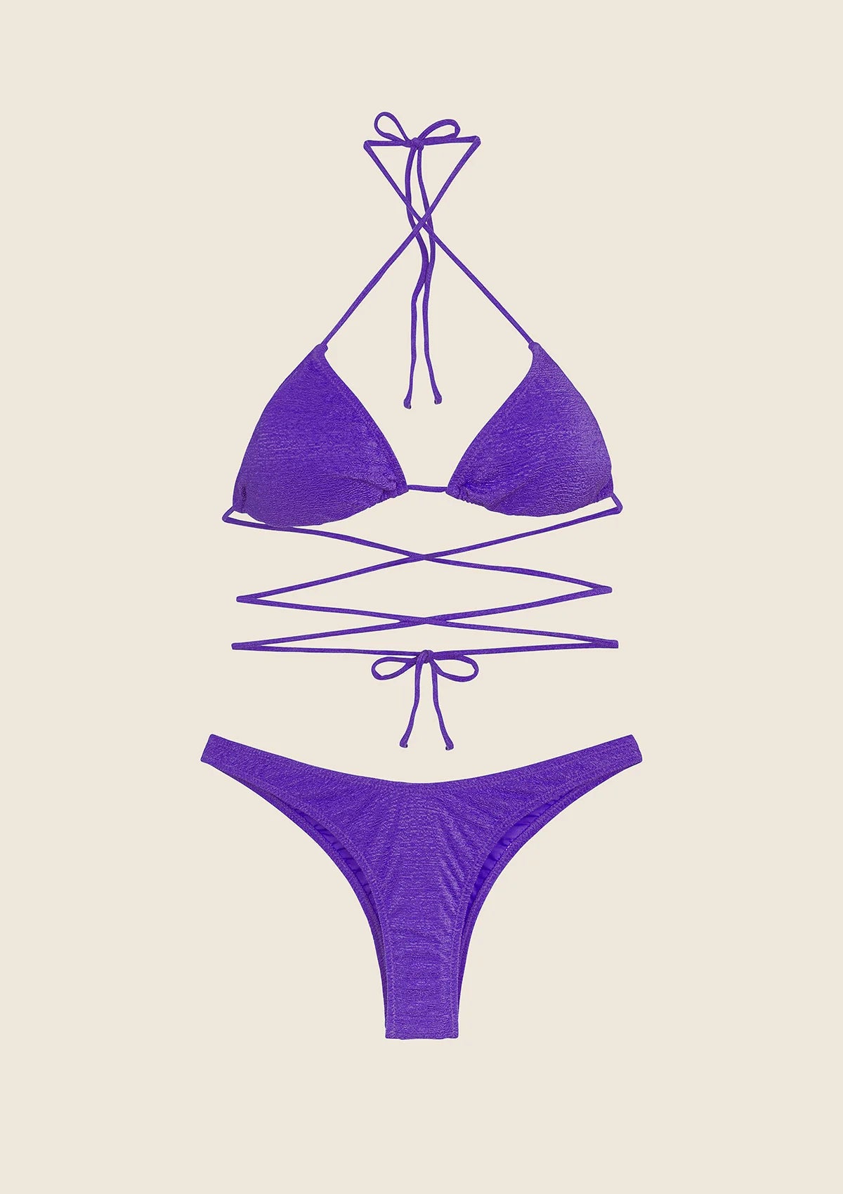F**K - Bikini triangolo con slip americano fisso viola donna