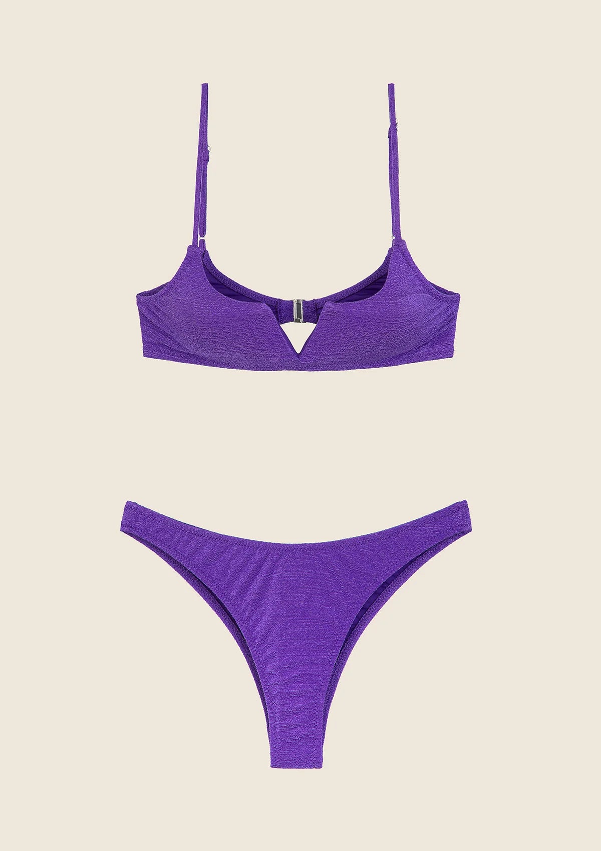 F**K - Bikini top con ferretto e slip americano fisso viola donna