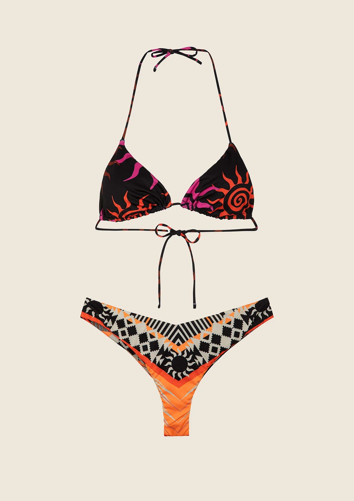 F**K - Bikini triangolo con slip americano fisso a fantasia donna