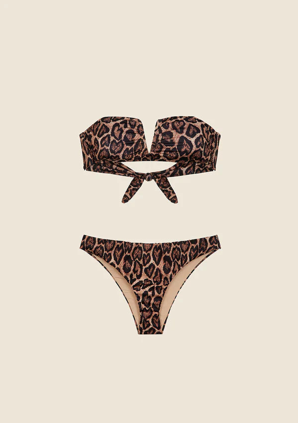 F**K - Bikini fascia a V con slip fisso maculato donna