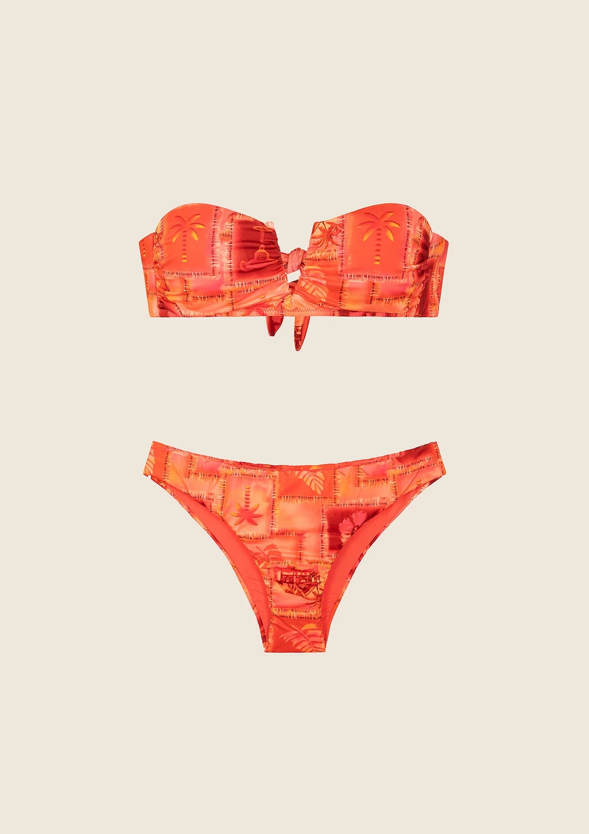 F**K - Bikini fascia con slip americano fisso a fantasia donna