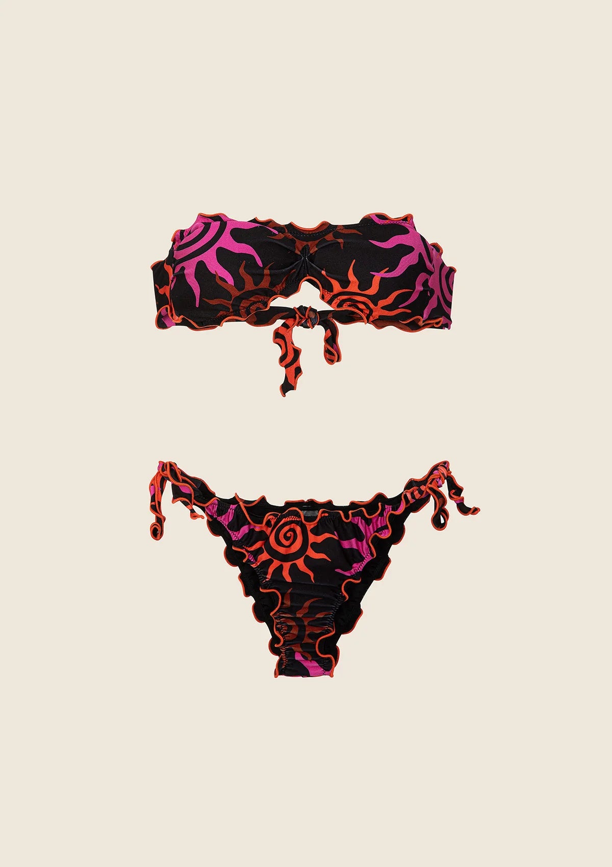 F**K - Bikini fascia con slip regolabile nero a fantasia donna