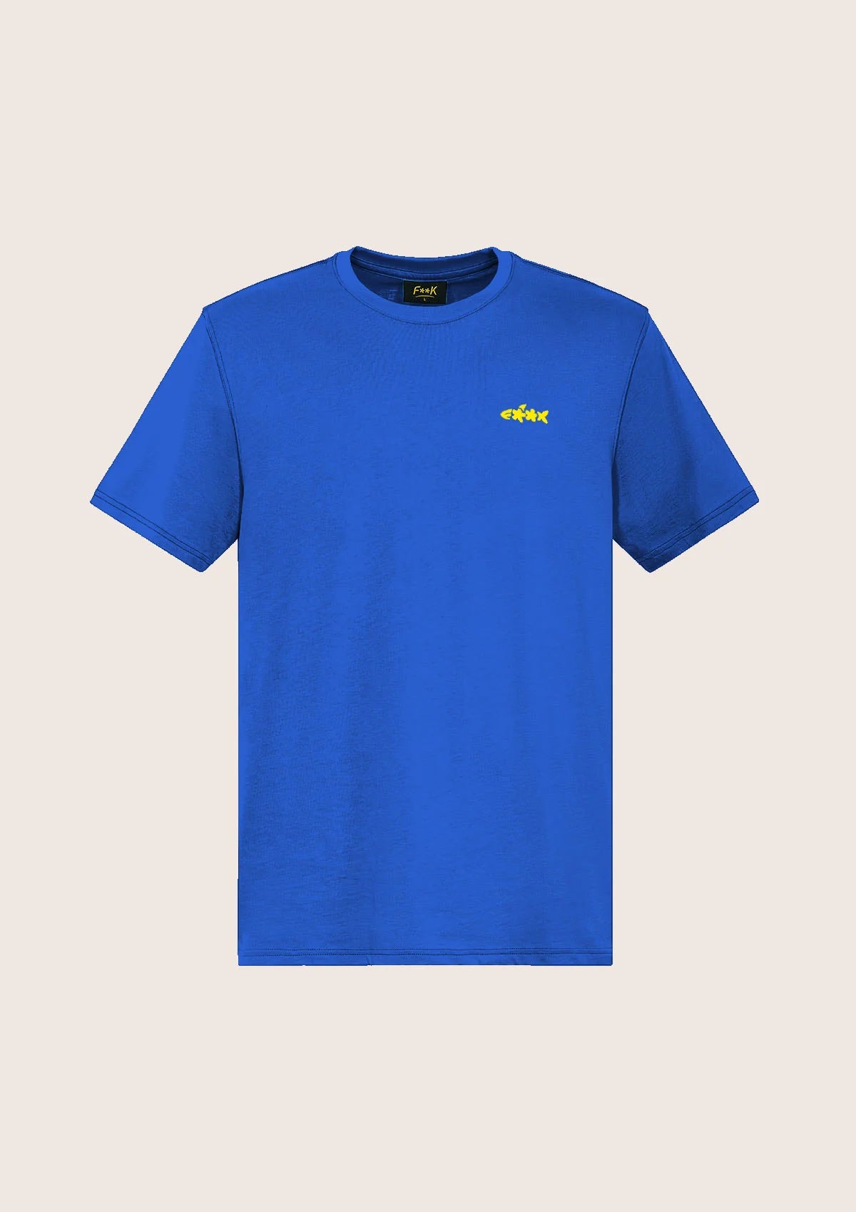 F**K - T-shirt royal con logo giallo fluo uomo