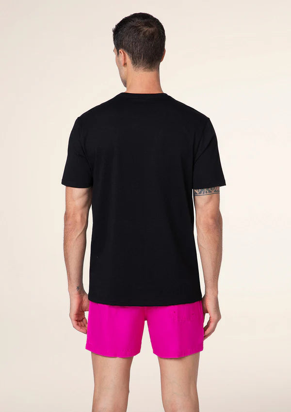 F**K - T-shirt nera con taschino con logo verde uomo