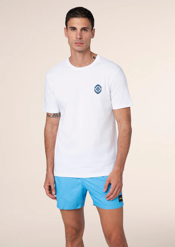 F**K - T-shirt bianca con ricamo nero uomo