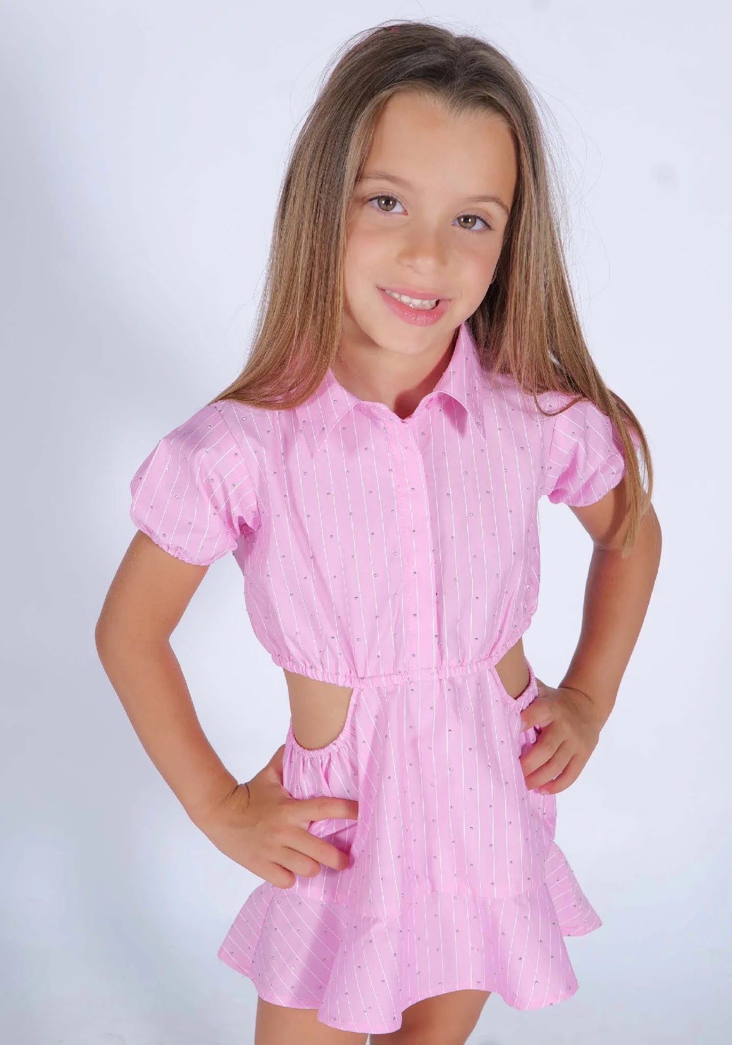 FUN FUN - Abito rosa con brillanti bambina