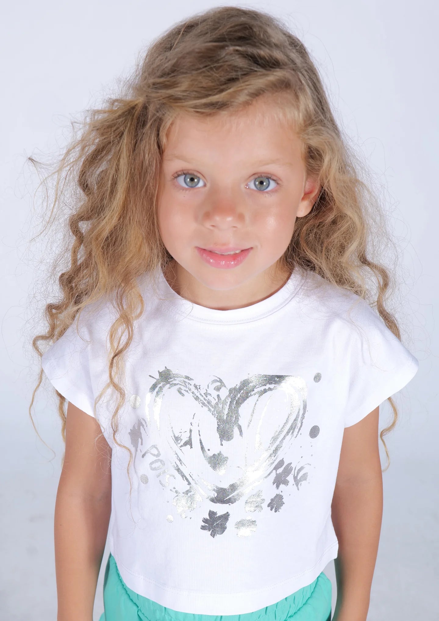 FUN FUN - SET COMPLETO - T-shirt bianca con short verde acqua bambina