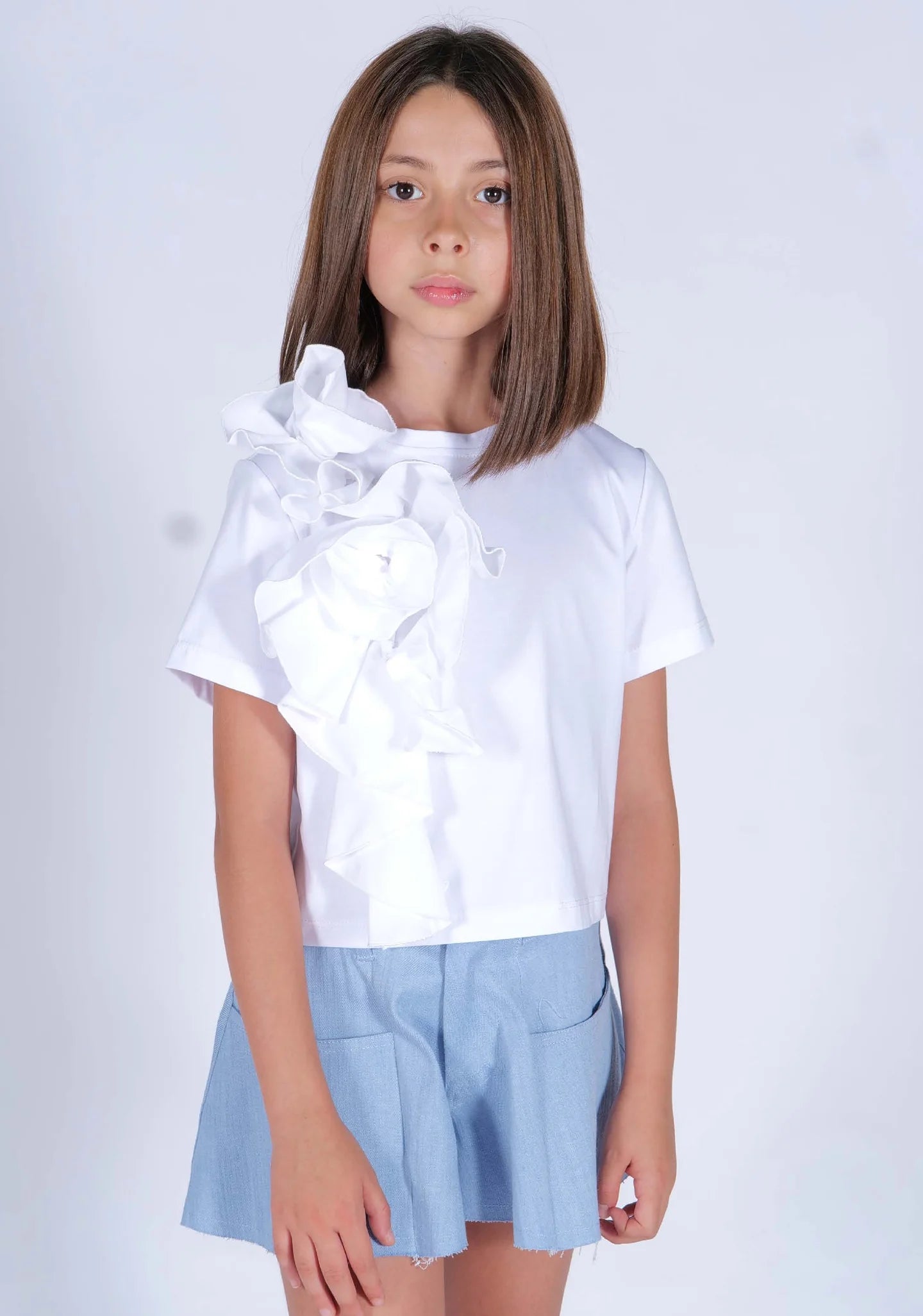 FUN FUN - T-shirt bianco con rouge bambina