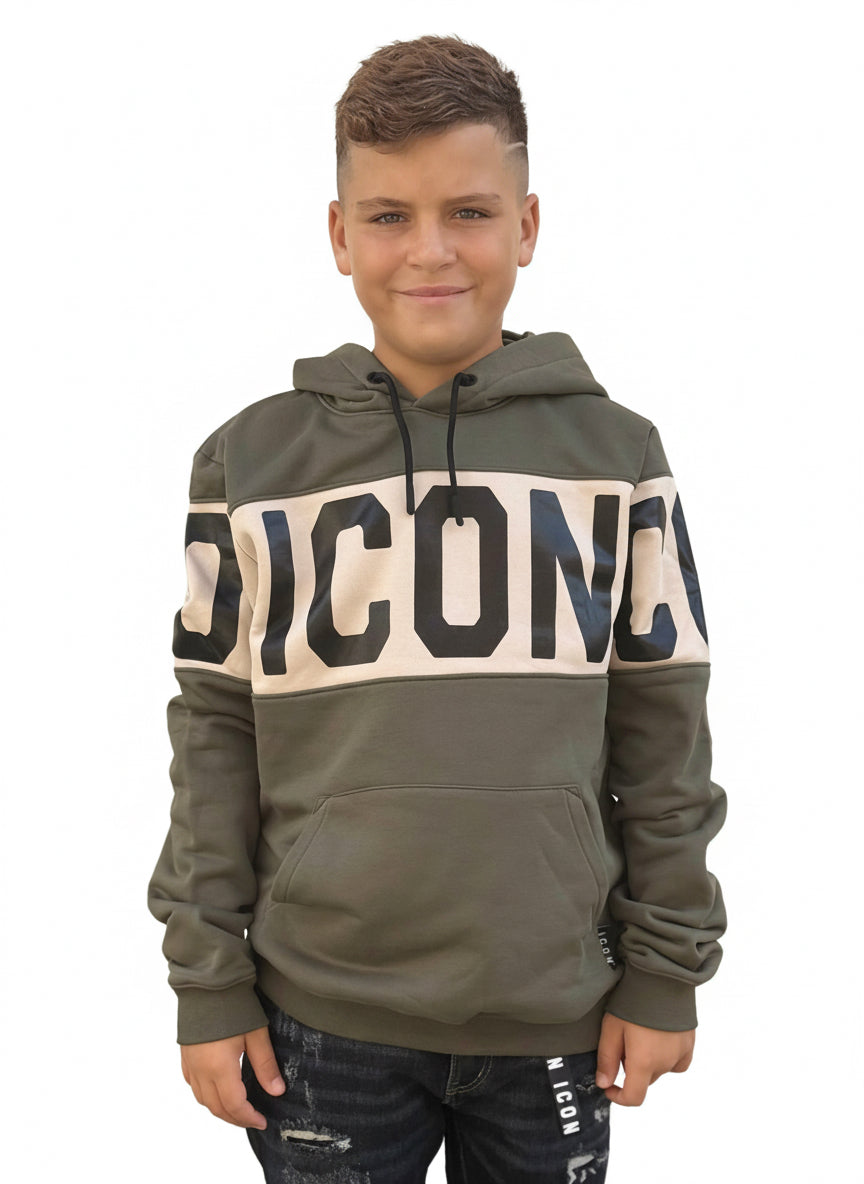 ICON - Felpa con cappuccio e maxi logo bambino