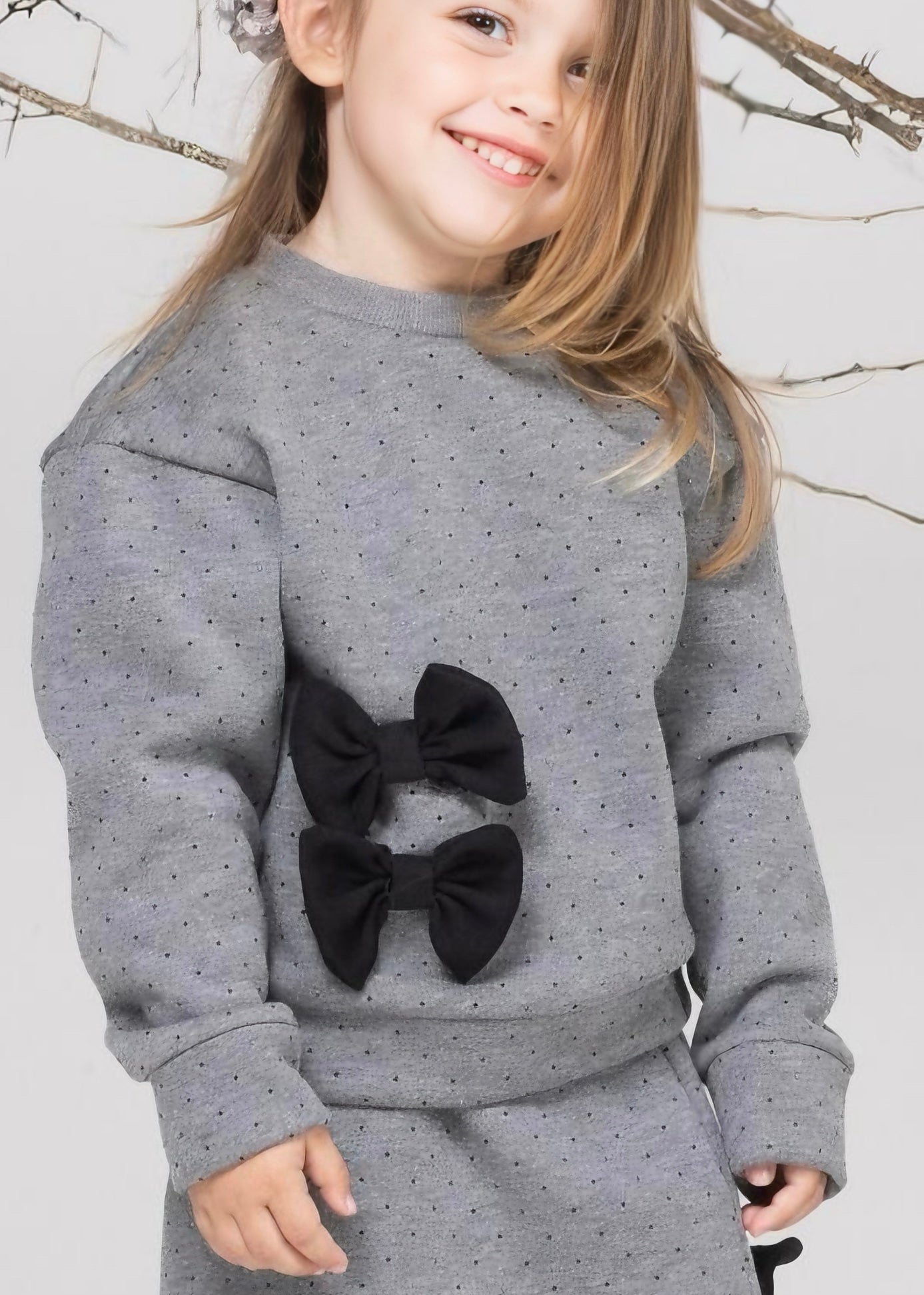 JANICE - Felpa con strass e fiocchi bambina