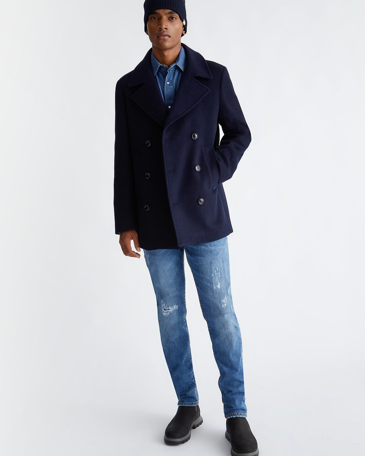 LIU-JO UOMO Cappotto blu navy doppiopetto corto uomo – SerenEmma