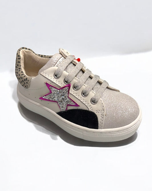 BALDUCCI - Sneakers bianca con stella glitter bambina